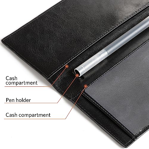 CoBak Checkbook Cover for Women & Men - PU Leather Case with RFID Blocking | Classic Design Check Book Holder for Personal and Business - color: Black