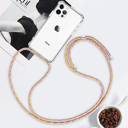 for iPhone 11 Pro Case Clear Neck Hanging Adjustable Shoulder Lanyard Crossbody Phone Cover Women Girls Soft TPU Slim Protective Strap Mobile Case for iPhone 11 Pro - Rainbow - size: iPhone 11 Pro