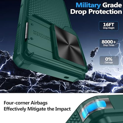 Magnetic for Samsung Galaxy S26 Ultra Case-Green | [Slide Camera Cover][Kickstand][Compatible with MagSafe] Military Drop Protection Phone Case for Galaxy S26 Ultra - color: Green