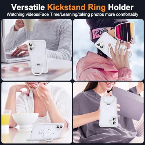 SKYLMW Compatible with iPhone 17 Case with Stand,Translucent | iPhone 17 Phone Case 6.3",Magnetic Ring Stand,Compatible with MagSafe,Military-Grade Protection,Great Grip Feeling - color: Translucent, size: Iphone 17