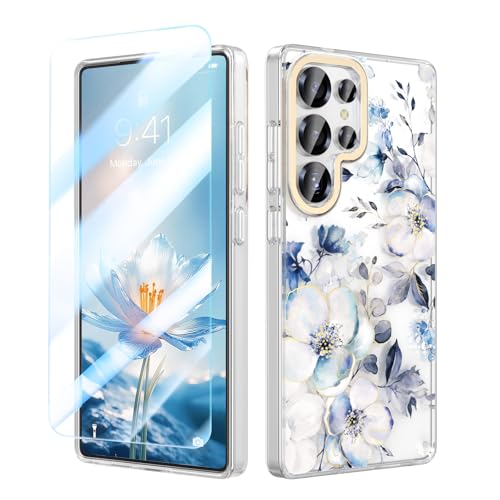 MILPROX for Samsung Galaxy S26 Ultra Case 6.9 inch - Slim Fit Floral Cover, Elegant Feminine Gray Blue Flowers Design for Samsung S26 Ultra Case, Anti-Yellowing Cute Funda for Women and Girls, Blossom - color: Blossom, size: Samsung Galaxy S26 Ultra