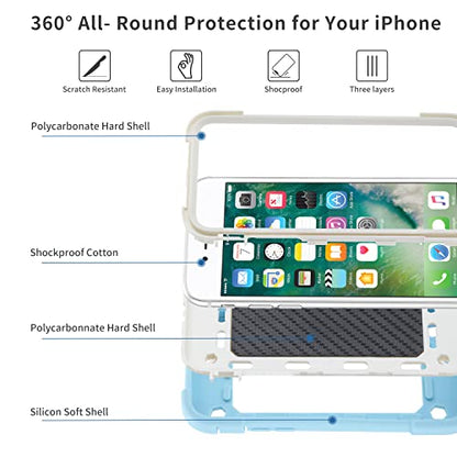 MARKILL Compatible with iPhone Case with Ring Stand, Heavy-Duty Military Grade Shockproof Phone Cover (Ice Blue, iPhone SE 3rd/2nd/iPhone 8/7/6S/6) - color: Ice Blue, size: iPhone SE 3rd/2nd/iPhone 8/7/6S/6