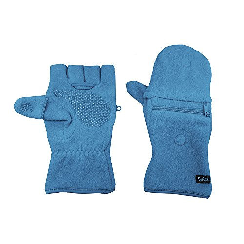 Sprigs Multi Mitt Fingerless Gloves With Adjustable Top & Cell Phone Pocket - color: Teal
