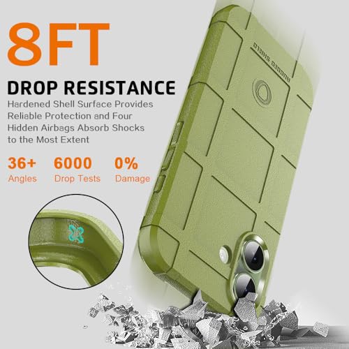 Rugged Shield Case for iPhone 17 (6.3"), 8ft Military Drop Proof, Wear Resistant Tactical Cover, Army Green - color: Army Green, size: iPhone 17