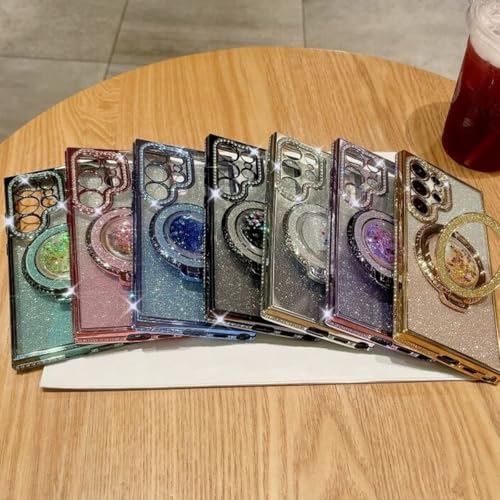 Changjia for Samsung Galaxy S26 Ultra Glitter Kickstand Case,Cute Bling Sparkly Diamond Rhinestone with Camera Lens Protector Liquid Ring Stand Women Girls Clear Phone Case for Galaxy S26 Ultra,Purple - color: Purple