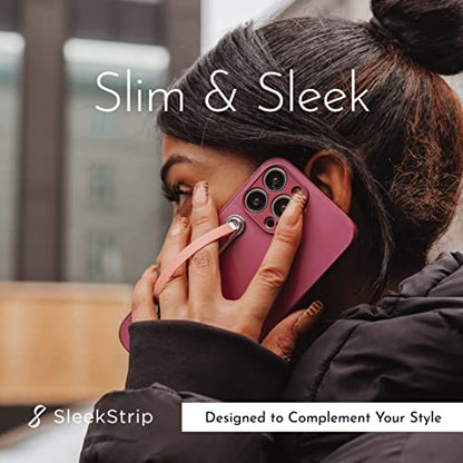 SleekStrip SleekGrip-Premium Ultra Thin Phone Grip Stand,Slim Metal Finger Loop Ring Hand Holder Strap Cell Phone Grips for iPhone 16 Pro Max,17,Android,Case Back - Gunmetal x Black Vegan Leather - color: Gunmetal x Black Vegan Leather