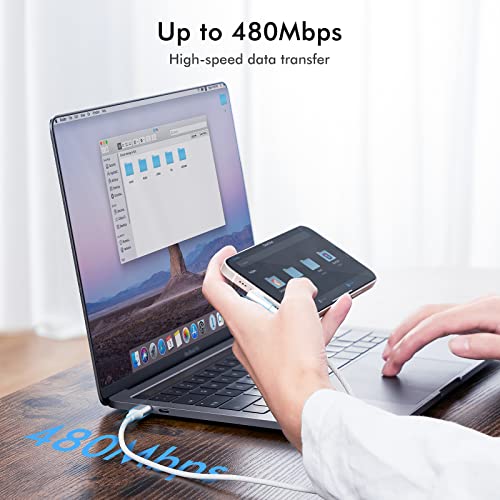 USB C to Lightning Cable 6ft 2 Pack MFi Right Angle Braided Fast Charging