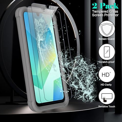 for Samsung Galaxy A16 5G Case with 2 Pack Tempered Glass Screen Protector, [Holster Series] Belt Clip Hard Tough Heavy Duty Rugged Shockproof Protective Cell Phone Case (Gray) - color: Gray
