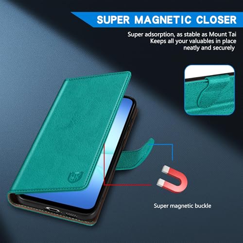 ZZXX for Samsung Galaxy A17 5G Wallet Case with [RFID Blocking] Card Slot Kickstand Magnetic Closure PU Leather Flip Fold Protective Phone Case for Samsung Galaxy A17(Lake Blue-6.7 inch) - color: Lake Blue