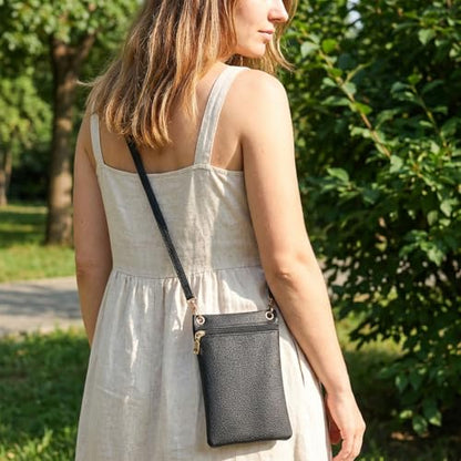 Cell Phone Purse, Black PU Leather Phone Bag for Women and Girls, Crossbody Phones Wallet With Shoulder Strap for Shopping, 7.5 x 5 Inches
