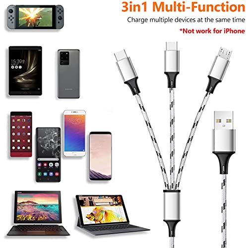 Multi Charger Cable, 6ft 2Pack Braided Multi USB Cable 3 in 1 Charging Cord