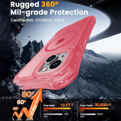 WRJ Magnetic Matte for iPhone 13 Case,iPhone 14 Case,[Compatible with MagSafe][Military Grade Drop Protection] Translucent Anti-Fingerprint Full Body Shockproof Phone Case-Peach Pink - color: Peach Pink, style: Matte
