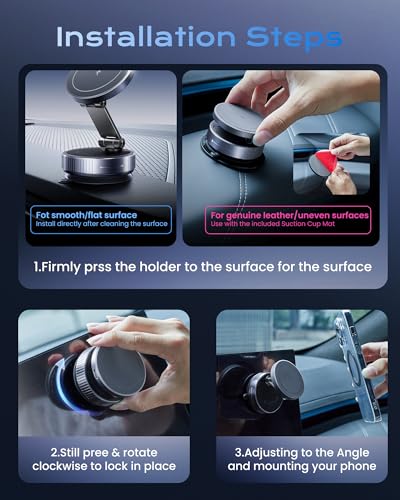 MagSafe Car Charger Mount, 15W Fast Wireless Charging Phone Holder, 108LB Vacuum Suction Cup & 3800gf Strong Magnet, 360° Adjustable Dashboard Windshield Mount for iPhone 17 Pro Max/17 Air/16-12