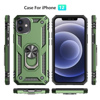 iPhone 12/12 Pro Case - Military Grade, Ring Shockproof, ArmyGreen - color: Army Green, size: iphone 12