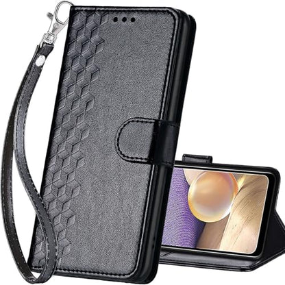 for Samsung Galaxy A32 5G Wallet case, Black-Cube | 3 Card Holders, Kickstand, Shockproof TPU Shell, PU Leather, Magnetic Closure, Protective Flip Folio Cover, Women - color: 4