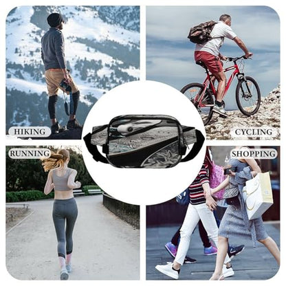 Skate Boards Fanny Packs for Women Men Double Layer Fashion Waist Pack Adjustable Belt Bag with Pockets Small Crossbody Bags for Running Hiking Workout Travel Daily Use