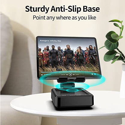 JTEMAN Tablet Stand with Bluetooth Speaker, Adjustable Foldable Desk Dock - color: Silver Black