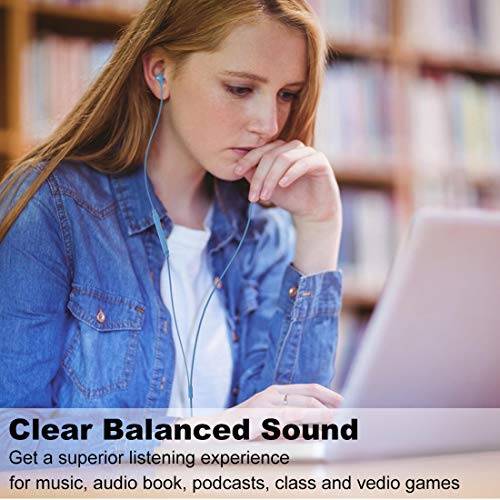 Joymiso Wired Earbuds for School Kids Women Small Ears w Mic and Case, Blue - color: Blue