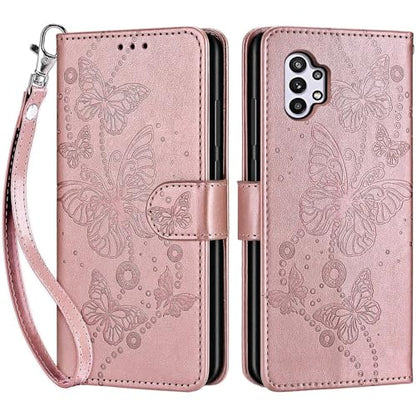 for Samsung Galaxy A32 5G Wallet case, Rose Gold-Butterfly | 3 Card Holders, Kickstand, Shockproof TPU Shell, PU Leather, Magnetic Closure, Protective Flip Folio Cover, Women - color: 6