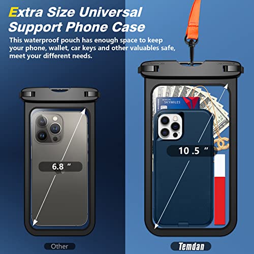 2 Pcs Waterproof Phone Pouch, [Up to 10" Large] Universal IPX8 Waterproof Cell Phone Case Dry Bag with Lanyard for iPhone 16 Pro Max/16E/15/14/13,Galaxy S25 Ultra/S24/S23 for Vacation -Black