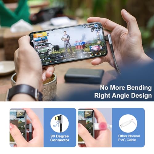 OKRAY USB C Cable 10ft, 60W Fast Charging USBC to USBC 90 Degree Angle Cord - color: Grey