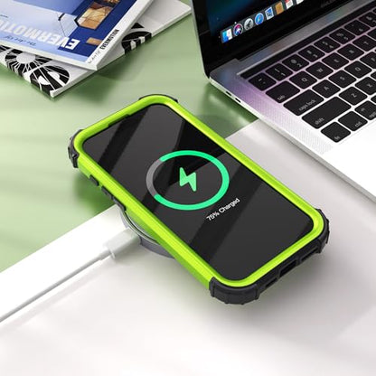 IDweel for iPhone 17 Case with Screen Protector for Women, 3 in 1 Shockproof Slim Fit Hybrid Heavy Duty Hard PC Cover Soft Silicone Bumper Full Body Anti-Fingerprint Case, Green/Black - color: Green/Black