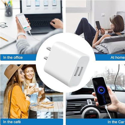 USB Wall Charger,4 Pack Dual Port Plug Adapter,Wall Outlet Charging Block - color: White