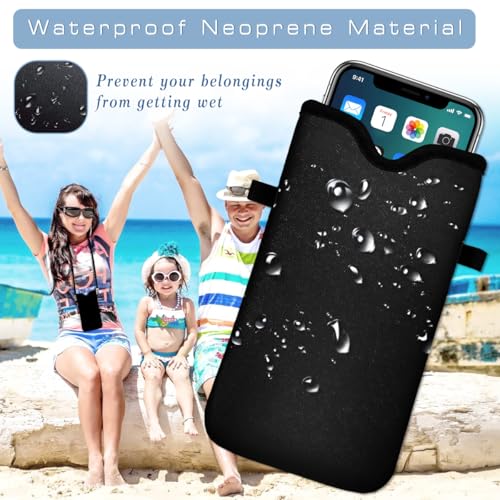 Neoprene Cell Phone Pouch 7.5 X 4.3 in Cloth Mobile Protection Case Bag with Crossbody Strap Neck Lanyard Cell Phone Case Black - color: Black
