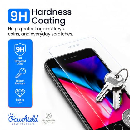 Ocushield Anti Blue Light Tempered Glass Screen Protector of iPhone 7 Plus & iPhone 8 Plus (5.5") – Blocks Blue Light, Prevents Eye Strain & Helps You Sleep Better, 9H Hardness & Case Friendly - size: iPhone 7 | 8 Plus