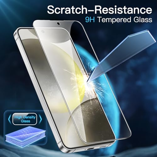 JETech Screen Protector for Samsung Galaxy S24, 3-Pack | HD Clear, Fingerprint ID Compatible, Anti-Scratch Glass - size: Galaxy S24