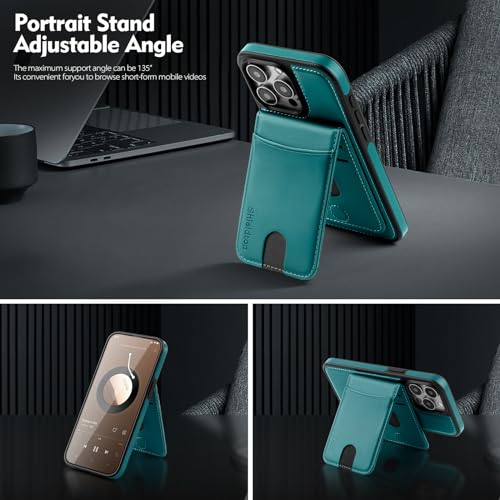 Shieldtop Compatible with MagSafe iPhone 14 Pro Wallet Case,Blue Green | 2 in 1 Detachable Magnetic,Credit Card Holder Slots,RFID Blocking,PU Leather,Kickstand,Flip Folio Phone Cover for Men & Women - color: Blue Green, size: iPhone 14 Pro 6.1"