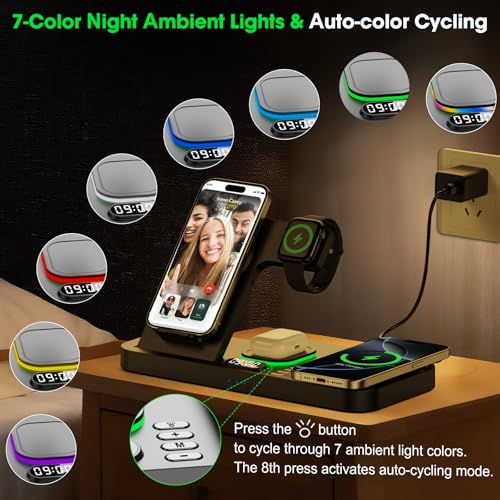 Dual Phone Foldable Wireless Charging Station for Apple, Couple&Family Use - color: Black