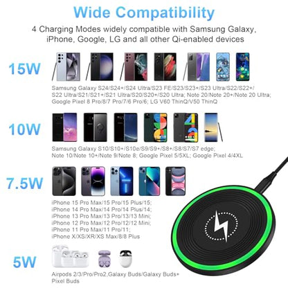Wireless Charger Fast Charging Pad for Moto Razr/Edge 2026 2025 2024, Moto - color: Pure Black