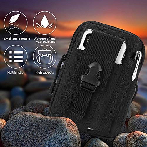 Tactical Waist Pouch EDC Molle Waist Bag Belt Phone Pouch Holster Purse Carrying Pouch for Smartphone, Tools - color: Black