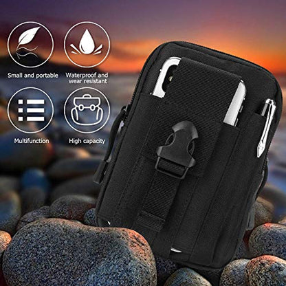 Tactical Waist Pouch EDC Molle Waist Bag Belt Phone Pouch Holster Purse Carrying Pouch for Smartphone, Tools - color: Black
