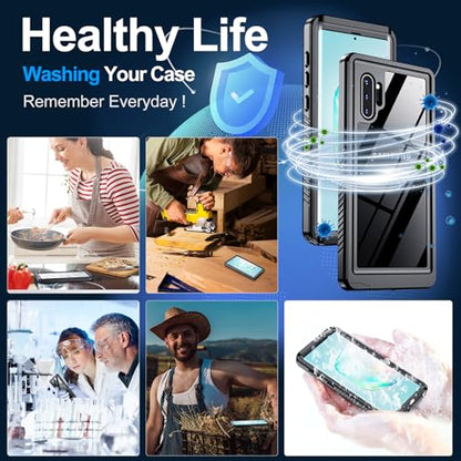 xiwxi for Samsung Galaxy Note 10 Plus Case Waterproof,[IPX8 Underwater Case][Full Body Shockproof & Military Dropproof] Built-in Screen Protector for Samsung Note 10 Plus 6.8 inch-Black - size: For Samsung Note 10 Plus-6.8"