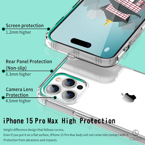 ONES Clear Case for iPhone 15 Pro Max Anti-Yellowing Crystal Clear Case, Military-Grade Shockproof Slim Transparent Phone Cover with Camera Guard - color: HD High Transparency, size: iPhone 15 Pro Max