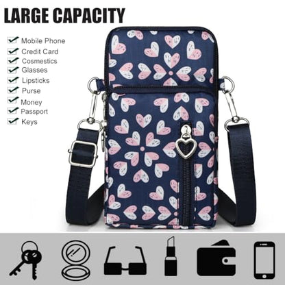 Small Crossbody Bag for Women - Mini Phone Purses with Crossbody Strap and Wallet - Nylon Arm Bag - color: C-burst With Joy