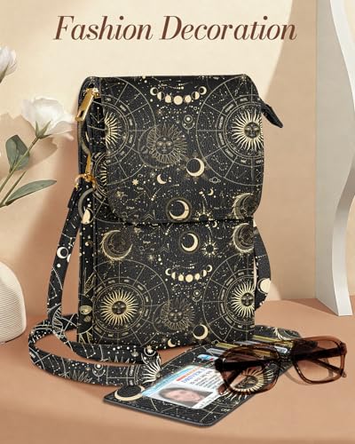 Small Crossbody Phone Purse for Women | Card Slots, Leather Cell Phone Wallet, Adjustable Shoulder Strap, Cross Body Bag for Girls and Ladies, Cute Design - color: Constellation