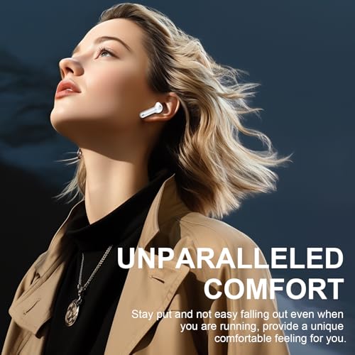 Wireless Earbuds, Bluetooth 5.4 Headphones, Bluetooth In Ear Buds Earphones - color: Purle White