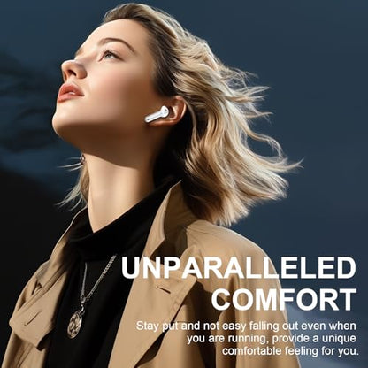 Wireless Earbuds, Bluetooth 5.4 Headphones, Bluetooth In Ear Buds Earphones - color: Purle White