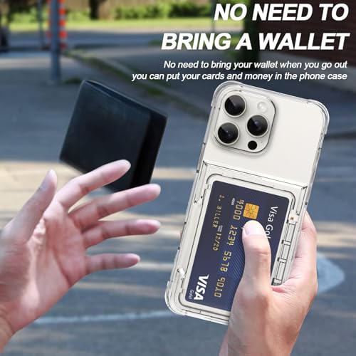 Wallet Case for iPhone 16 Pro Max with 3 Credit Card Holder Slot | Shockproof Hybrid Heavy Duty Protection Clear Phone Cover Compatible with iPhone 16 Pro Max 2024 (Clear) - color: Clear, size: iPhone 16 Pro Max