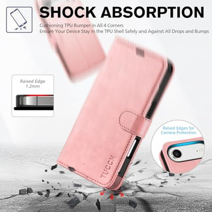 TUCCH Wallet Case for iPhone Air (6.5") 2025, 4 Card Holders, Rose Gold | RFID Blocking, Viewing Stand, Shockproof TPU Shell, PU Leather, Magnetic Closure, Protective Folio Flip Cover - color: Rose Gold