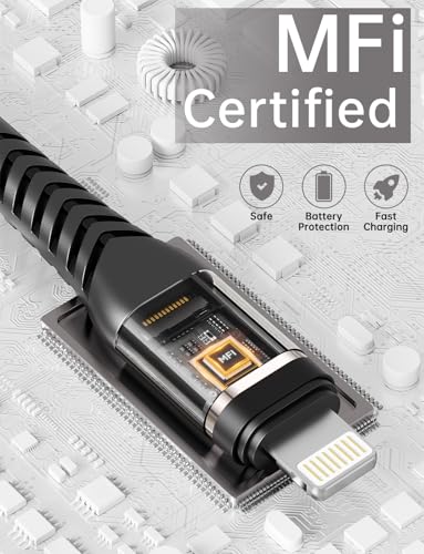 Short iPhone Charger [Apple MFi Certified] USB Lightning Cable 1FT, 3Pack - color: Black, size: 1FT, style: USB A to Lightning