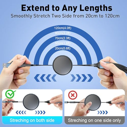 Retractable Travel Multi Charging Cable for Apple Watch Charger, 100W 4 in 2 Retractable Car Charger with Apple Watch, USB-C, Lightning & Micro USB, Multi Charging Cord for iWatch Series/iPhone/iPad