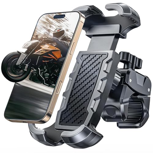 Viccux Motorcycle Phone Mount, Upgrade [Never Fall Off] [Heavy-Duty Clamp] Bike Phone Holder, 360° Rotatable Phone Holder for Bike Motorcycle Bicycle Scooter Compatible with Cellphones 4.7-6.8”