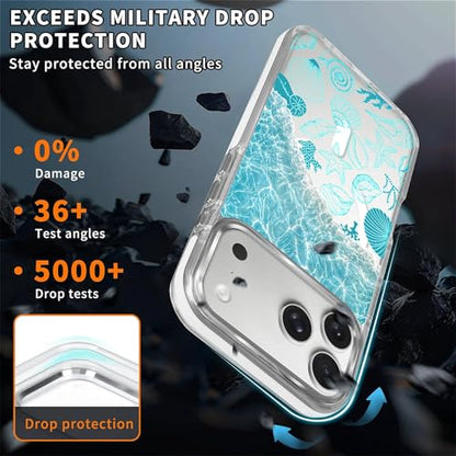 VisEnt Clear Case for iPhone 17 Pro Max, Magnetic Phone Case, Transparent Slim Cover, Military Grade Protection, Shockproof, Anti-Yellowing, Scratch Resistant, Ocean Wave Shell - color: Ocean Wave Shell, size: Iphone 17 Pro Max