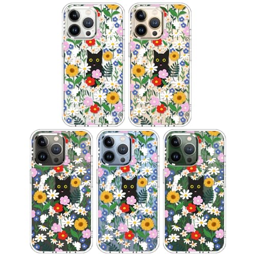 MOSNOVO Case for iPhone 13 Pro, [Compatible with Magsafe] [Buffertech 6.6ft Military-Grade Drop Protection] [Anti Peel Off Tech] Clear Phone Case Design - Black Cat in Garden - color: Black Cat in Garden, size: iPhone 13 Pro