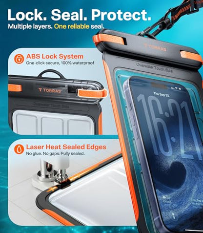 TORRAS IPX8 Waterproof Phone Pouch Floating, Underwater Touch Screen, Black | Waterproof Phone Case with Lanyard, Universal Dry Bag, Fits iPhone & Samsung, Snorkeling, Beach, Cruise, Travel, 7.0 Inch - color: 1 Pack-Black