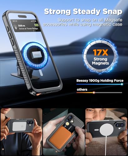 Beeasy for iPhone 12 Pro Waterproof Case [Compatible with Magsafe] [Built-in Screen Protector], 360 Full Body Heavy Duty Phone Case, Military Grade Shockproof Dustproof,Magnetic Black - size: iPhone 12 Pro (6.1")